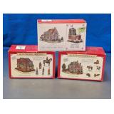 Liberty Falls Village Buildings & Pewter Sets Lot