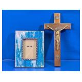 Frame & Wood Crucifix Decor Duo