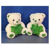 Green Shamrock Teddy Bear Pair