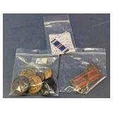 Military Medals, Buttons & Ribbon Assortment