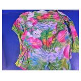 Colorful Floral & Bunny Print Pajama Set