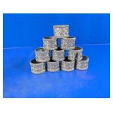 Silver Tone Floral Napkin Ring Set