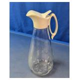 Vtg Glass Pitcher with Cream Plastic Lid
