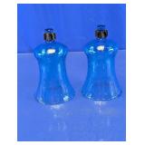 Blue Votive Glass Peg Candle Holder Pair