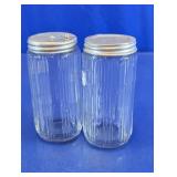 Clear Glass Ribbed Salt & Pepper Shakers