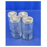 Ribbed Glass Storage Spice Jar Set