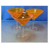 Orange Swirl Martini Glasses