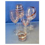 Red & Amber Striped Glassware Set