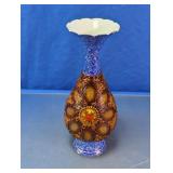 Decorative Handcrafted Floral & Blue Enamel Vase