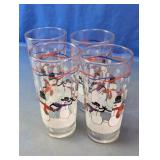 Vtg Snowman Holiday Drinking Glasses