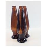 Brown Amber Footed Beer Bottle Set
