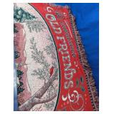 Vtg. Winter Friends Woven Tapestry Throw Blanket