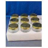 Hexagonal Glass Jars w/ Gold Lids Lot
