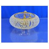 Gold Tone Beaded Drum Ceiling Light