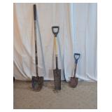Three Assorted Shovels and Spades