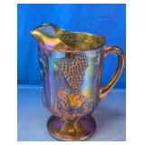 Iridescent Grape Pattern Glass Pitcher