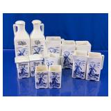 White Blue Windmill 12-Piece Canister Set