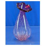 Pink & Purple Flower Art Glass Vase