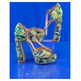 Embellished Green Platform Sandals