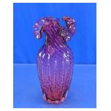 Purple Ruffled Art Glass Vase