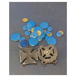 Assorted Blue Medallions & Metal Insignia