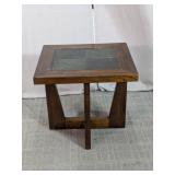 Wood Slate Tile Top Side Table