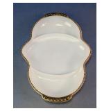 White Glass Divided Serving Dish