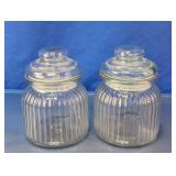 Ribbed Glass Storage Jars With Lids