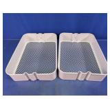 White Metal Mesh Utility Cart Tray Pair