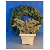 Artificial Christmas Wreath & Potted Foliage Set