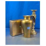 Gold-Tone Decorative Vases & Candleholder