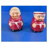 Monk Figurine Creamer & Sugar Bowl Set