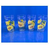 Vintage Sunflower Drinking Glasses Set