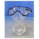 Black Trim Ruffled Handkerchief Vase
