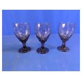 Purple Hobnail Goblets Trio