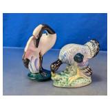 Porcelain Crane Figurine & Turkey Salt Shaker
