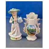 Nico Handpainted Rock City Vase & Lady Figurine