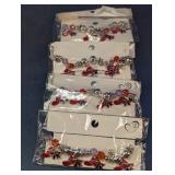 Red Hat & Black Bow Charm Bracelet Set