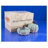 Cracker Barrel Set of 2 Ceramic Pumpkins