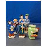 Porcelain Asian Style Figurine & Vase Set