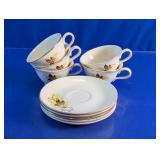 Vtg Autumn Leaf Porcelain Tea Cups Saucers Set