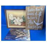 Assorted Religious & Floral Wall Art Trio