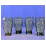 Green Embossed Drinking Glass Set