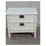 White Bamboo-Style 2-Drawer Nightstand