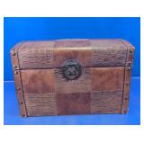 Faux Leather Decorative Wooden Treasure Chest