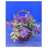 Artificial Floral Arrangement in Wood Basket