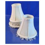 White Fabric Lamp Shades With Beaded Trim Set