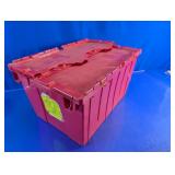 Red Heavy-Duty Hinged-Lid Plastic Tote Box