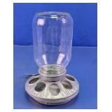 Glass Jar Poultry Feeder with Metal Base