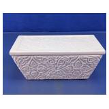 White Embossed Ceramic Lidded Storage Box